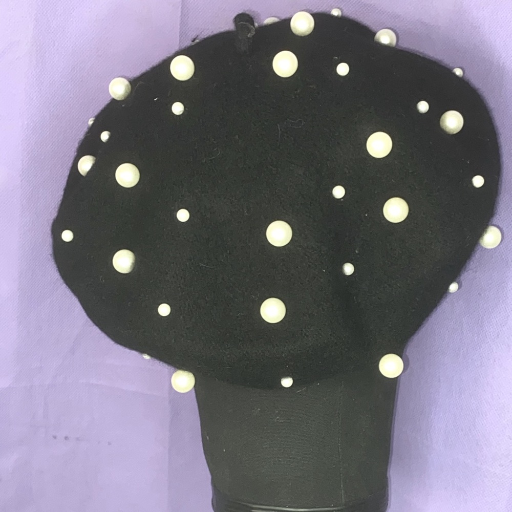 🖤Black pearl beret